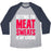 Virgin Teez  Baseball Tee Unisex Tri-Blend Baseball Tee / small / Athletic Gray / Navy GETTING THE MEAT SWEATS IS MY CARDIO UNISEX TRI-BLEND BASEBALL TEE