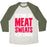 Virgin Teez  Baseball Tee Unisex Tri-Blend Baseball Tee / small / Oatmeal / Moss GETTING THE MEAT SWEATS IS MY CARDIO UNISEX TRI-BLEND BASEBALL TEE
