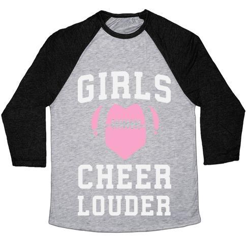 Virgin Teez  Baseball Tee Unisex Tri-Blend Baseball Tee / small / Athletic Gray / Black GIRLS CHEER LOUDER UNISEX TRI-BLEND BASEBALL TEE