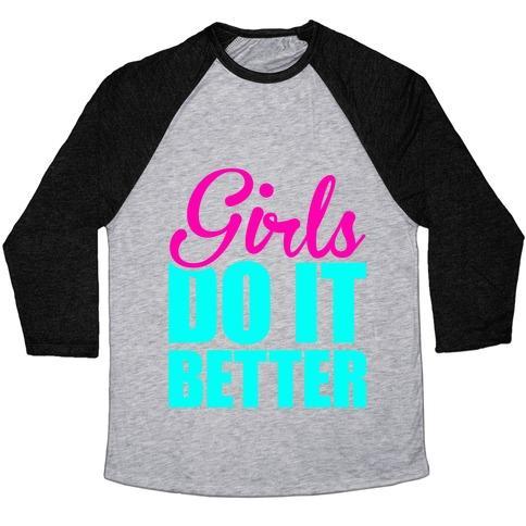 Virgin Teez  Baseball Tee Unisex Tri-Blend Baseball Tee / small / Athletic Gray / Black GIRLS DO IT BETTER UNISEX TRI-BLEND BASEBALL TEE