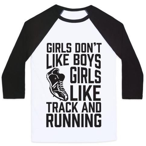 Virgin Teez  Baseball Tee Unisex Classic Baseball Tee / x-small / White/Black GIRLS DON'T LIKE BOYS GIRLS LIKE TRACK AND RUNNING UNISEX CLASSIC BASEBALL TEE