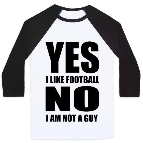 Virgin Teez  Baseball Tee Unisex Classic Baseball Tee / x-small / White/Black GIRLS LIKE FOOTBALL TOO UNISEX CLASSIC BASEBALL TEE