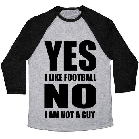Virgin Teez  Baseball Tee Unisex Tri-Blend Baseball Tee / small / Athletic Gray / Black GIRLS LIKE FOOTBALL TOO UNISEX TRI-BLEND BASEBALL TEE