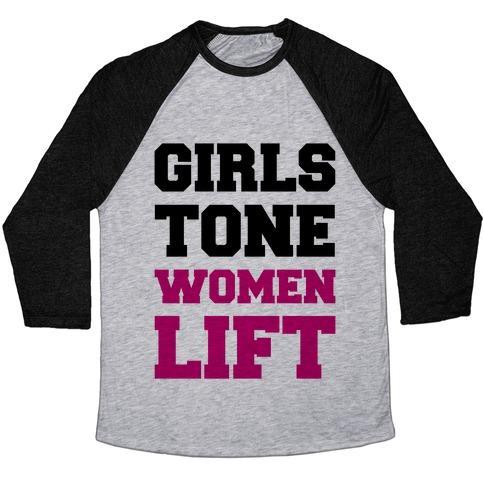 Virgin Teez  Baseball Tee Unisex Tri-Blend Baseball Tee / small / Athletic Gray / Black GIRLS TONE WOMEN LIFT UNISEX TRI-BLEND BASEBALL TEE