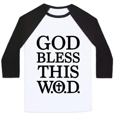 Virgin Teez  Baseball Tee Unisex Classic Baseball Tee / x-small / White/Black GOD BLESS THIS WOD UNISEX CLASSIC BASEBALL TEE