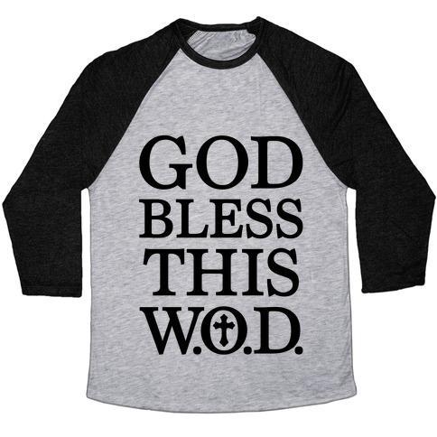 Virgin Teez  Baseball Tee Unisex Tri-Blend Baseball Tee / small / Athletic Gray / Black GOD BLESS THIS WOD UNISEX TRI-BLEND BASEBALL TEE