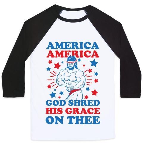Virgin Teez  Baseball Tee Unisex Classic Baseball Tee / x-small / White/Black GOD SHRED HIS GRACE ON THEE UNISEX CLASSIC BASEBALL TEE