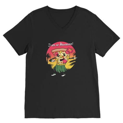 VIRGIN TEEZ Men T-Shirts Black / Unisex / S Hawaiian Pizza Premium V-Neck T-Shirt