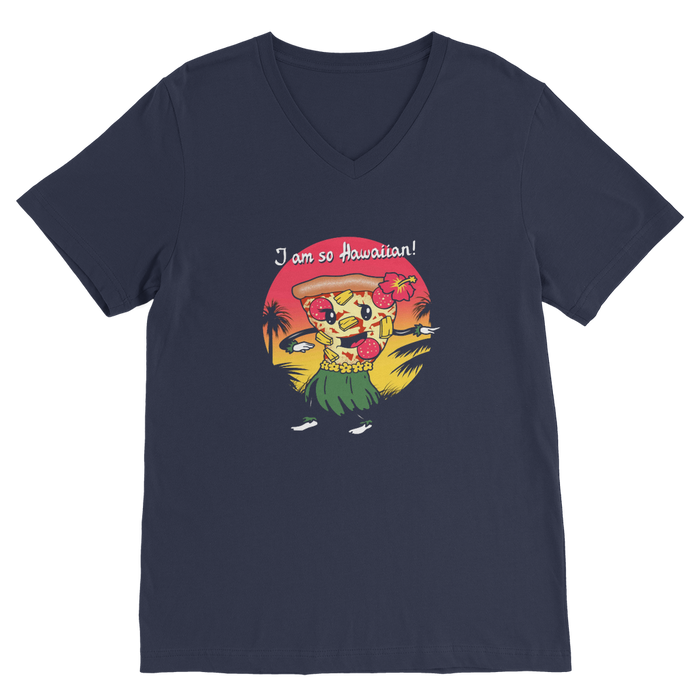 VIRGIN TEEZ Men T-Shirts Navy / Unisex / S Hawaiian Pizza Premium V-Neck T-Shirt
