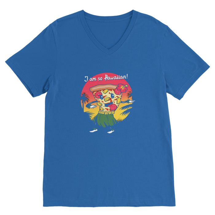 VIRGIN TEEZ Men T-Shirts Royal / Unisex / S Hawaiian Pizza Premium V-Neck T-Shirt