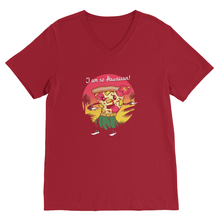 VIRGIN TEEZ Men T-Shirts Red / Unisex / S Hawaiian Pizza Premium V-Neck T-Shirt