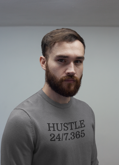 Virgin Teez Sweat Shirt Hustle Harder Charcoal Sweat Shirt