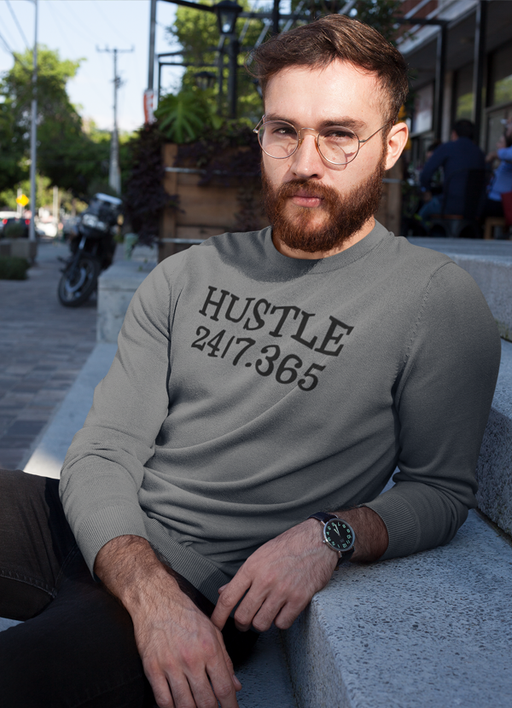 Virgin Teez Sweat Shirt Hustle Harder Charcoal Sweat Shirt