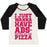 Virgin Teez  Baseball Tee Women's Tri-Blend Baseball Tee / small / Oatmeal / Black I JUST WANT ABS-OLUTELY ALL THE PIZZA WOMEN'S TRI-BLEND BASEBALL TEE
