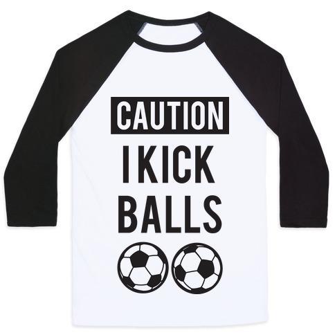 Virgin Teez  Baseball Tee Unisex Classic Baseball Tee / x-small / White/Black I KICK BALLS UNISEX CLASSIC BASEBALL TEE