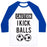 Virgin Teez  Baseball Tee Unisex Classic Baseball Tee / x-small / White/Blue I KICK BALLS UNISEX CLASSIC BASEBALL TEE