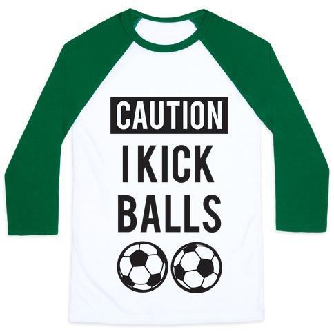 Virgin Teez  Baseball Tee Unisex Classic Baseball Tee / x-small / White/Dark Green I KICK BALLS UNISEX CLASSIC BASEBALL TEE
