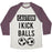 Virgin Teez  Baseball Tee Unisex Tri-Blend Baseball Tee / small / Oatmeal / Maroon I KICK BALLS UNISEX TRI-BLEND BASEBALL TEE