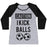 Virgin Teez  Baseball Tee Women's Tri-Blend Baseball Tee / small / Athletic Gray / Black I KICK BALLS WOMEN'S TRI-BLEND BASEBALL TEE
