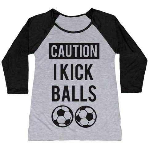 Virgin Teez  Baseball Tee Women's Tri-Blend Baseball Tee / small / Athletic Gray / Black I KICK BALLS WOMEN'S TRI-BLEND BASEBALL TEE