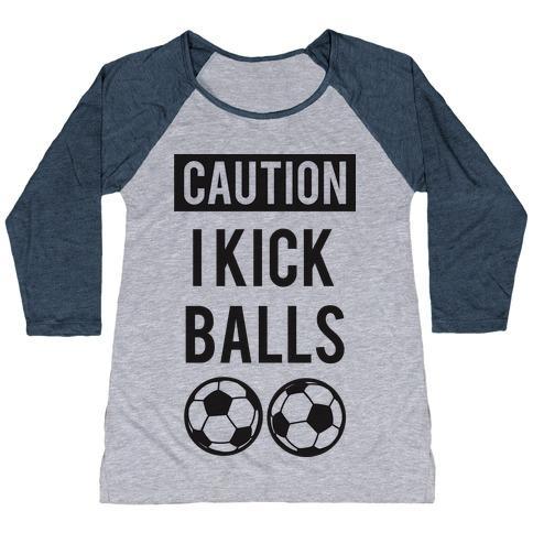 Virgin Teez  Baseball Tee Women's Tri-Blend Baseball Tee / small / Athletic Gray / Navy I KICK BALLS WOMEN'S TRI-BLEND BASEBALL TEE