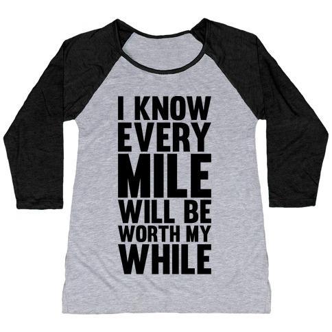 Virgin Teez  Baseball Tee Women's Tri-Blend Baseball Tee / small / Athletic Gray / Black I KNOW EVERY MILE WILL BE WORTH MY WHILE WOMEN'S TRI-BLEND BASEBALL TEE