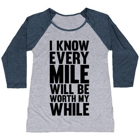 Virgin Teez  Baseball Tee Women's Tri-Blend Baseball Tee / small / Athletic Gray / Navy I KNOW EVERY MILE WILL BE WORTH MY WHILE WOMEN'S TRI-BLEND BASEBALL TEE