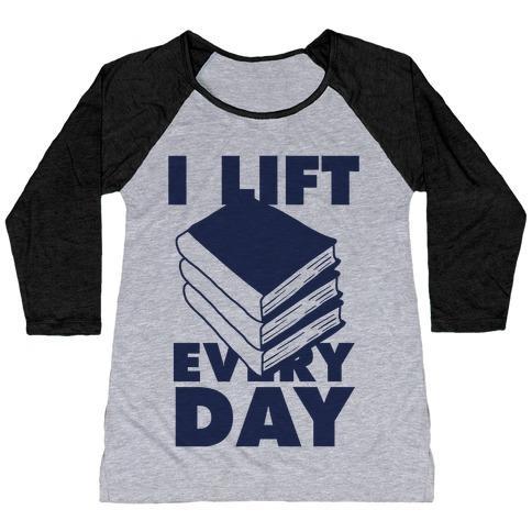 Virgin Teez  Baseball Tee Women's Tri-Blend Baseball Tee / small / Athletic Gray / Black I LIFT (BOOKS) EVERY DAY WOMEN'S TRI-BLEND BASEBALL TEE