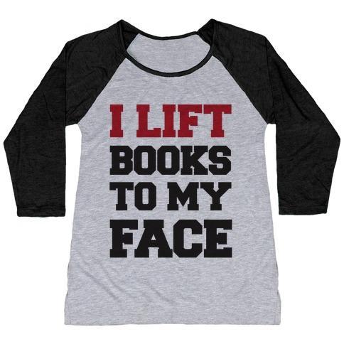 Virgin Teez  Baseball Tee Women's Tri-Blend Baseball Tee / small / Athletic Gray / Black I LIFT BOOKS TO MY FACE WOMEN'S TRI-BLEND BASEBALL TEE