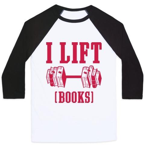 Virgin Teez  Baseball Tee Unisex Classic Baseball Tee / x-small / White/Black I LIFT BOOKS UNISEX CLASSIC BASEBALL TEE