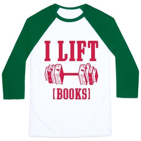 Virgin Teez  Baseball Tee Unisex Classic Baseball Tee / x-small / White/Dark Green I LIFT BOOKS UNISEX CLASSIC BASEBALL TEE