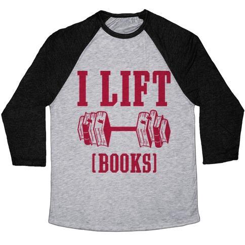 Virgin Teez  Baseball Tee Unisex Tri-Blend Baseball Tee / small / Athletic Gray / Black I LIFT BOOKS UNISEX TRI-BLEND BASEBALL TEE