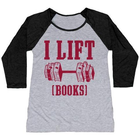 Virgin Teez  Baseball Tee Women's Tri-Blend Baseball Tee / small / Athletic Gray / Black I LIFT BOOKS WOMEN'S TRI-BLEND BASEBALL TEE