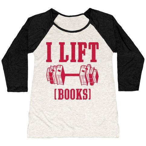 Virgin Teez  Baseball Tee Women's Tri-Blend Baseball Tee / small / Oatmeal / Black I LIFT BOOKS WOMEN'S TRI-BLEND BASEBALL TEE