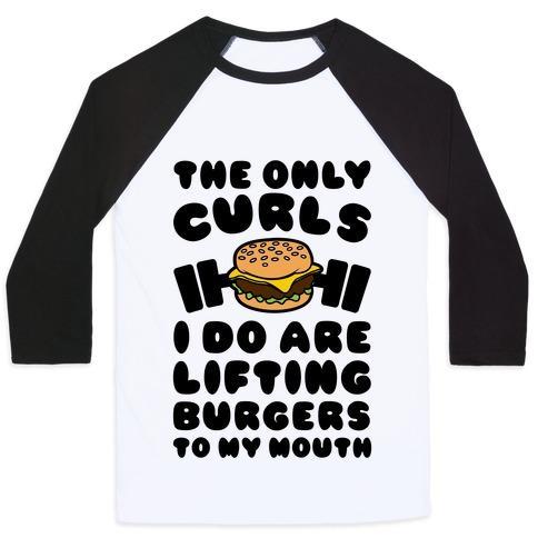 Virgin Teez  Baseball Tee Unisex Classic Baseball Tee / x-small / White/Black I LIFT BURGERS UNISEX CLASSIC BASEBALL TEE