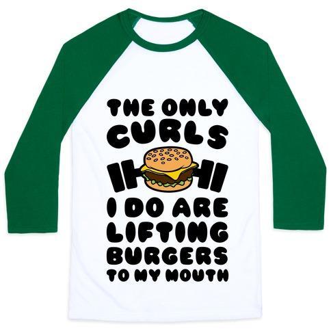 Virgin Teez  Baseball Tee Unisex Classic Baseball Tee / x-small / White/Dark Green I LIFT BURGERS UNISEX CLASSIC BASEBALL TEE