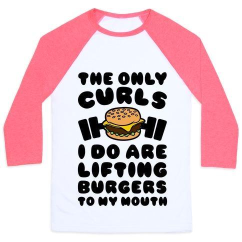 Virgin Teez  Baseball Tee Unisex Classic Baseball Tee / x-small / White/Neon Pink I LIFT BURGERS UNISEX CLASSIC BASEBALL TEE