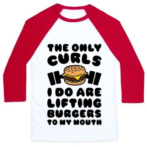 Virgin Teez  Baseball Tee Unisex Classic Baseball Tee / x-small / White/Red I LIFT BURGERS UNISEX CLASSIC BASEBALL TEE