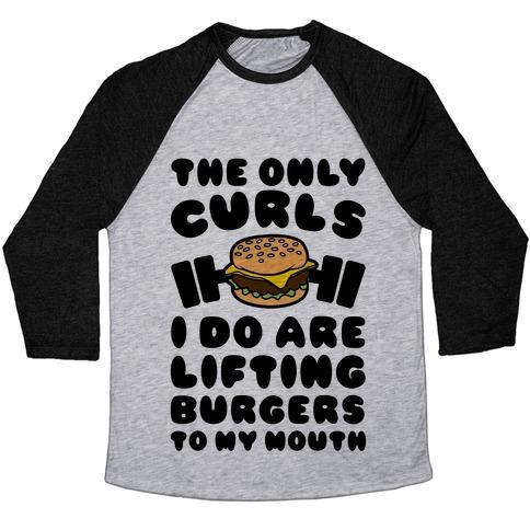 Virgin Teez  Baseball Tee Unisex Tri-Blend Baseball Tee / small / Athletic Gray / Black I LIFT BURGERS UNISEX TRI-BLEND BASEBALL TEE