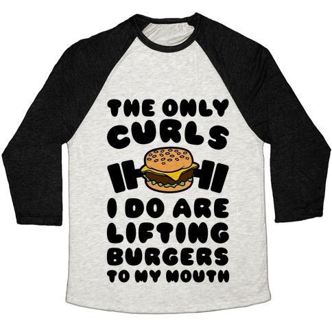 Virgin Teez  Baseball Tee Unisex Tri-Blend Baseball Tee / small / Oatmeal / Black I LIFT BURGERS UNISEX TRI-BLEND BASEBALL TEE