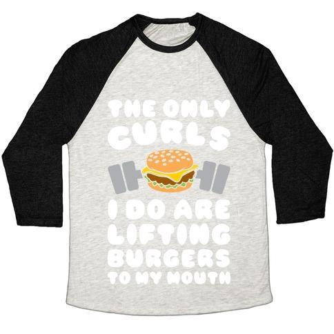 Virgin Teez  Baseball Tee Unisex Tri-Blend Baseball Tee / small / Oatmeal / Black I LIFT BURGERS UNISEX TRI-BLEND BASEBALL TEE