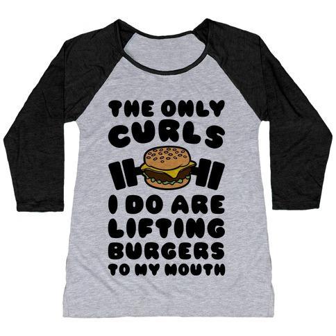 Virgin Teez  Baseball Tee Women's Tri-Blend Baseball Tee / small / Athletic Gray / Black I LIFT BURGERS WOMEN'S TRI-BLEND BASEBALL TEE