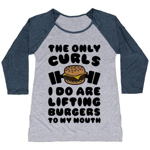Virgin Teez  Baseball Tee Women's Tri-Blend Baseball Tee / small / Athletic Gray / Navy I LIFT BURGERS WOMEN'S TRI-BLEND BASEBALL TEE