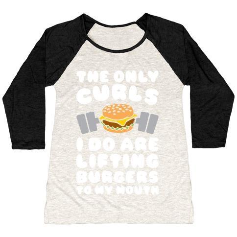 Virgin Teez  Baseball Tee Women's Tri-Blend Baseball Tee / small / Oatmeal / Black I LIFT BURGERS WOMEN'S TRI-BLEND BASEBALL TEE