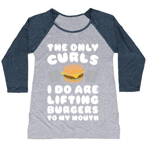 Virgin Teez  Baseball Tee Women's Tri-Blend Baseball Tee / small / Athletic Gray / Navy I LIFT BURGERS WOMEN'S TRI-BLEND BASEBALL TEE
