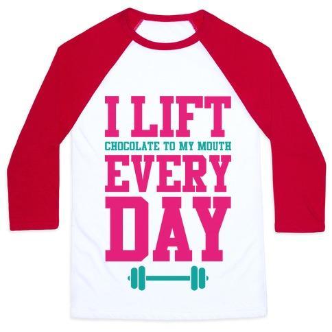 Virgin Teez  Baseball Tee Unisex Classic Baseball Tee / x-small / White/Red I LIFT EVERY DAY UNISEX CLASSIC BASEBALL TEE