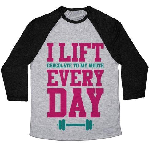 Virgin Teez  Baseball Tee Unisex Tri-Blend Baseball Tee / small / Athletic Gray / Black I LIFT EVERY DAY UNISEX TRI-BLEND BASEBALL TEE