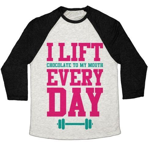 Virgin Teez  Baseball Tee Unisex Tri-Blend Baseball Tee / small / Oatmeal / Black I LIFT EVERY DAY UNISEX TRI-BLEND BASEBALL TEE