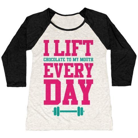 Virgin Teez  Baseball Tee Women's Tri-Blend Baseball Tee / small / Oatmeal / Black I LIFT EVERY DAY WOMEN'S TRI-BLEND BASEBALL TEE
