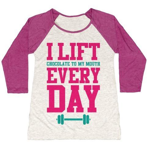Virgin Teez  Baseball Tee Women's Tri-Blend Baseball Tee / small / Oatmeal / Berry I LIFT EVERY DAY WOMEN'S TRI-BLEND BASEBALL TEE